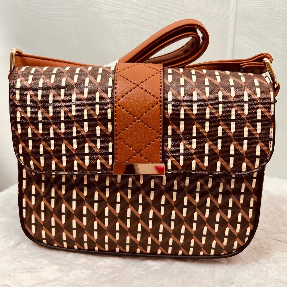Brown Faux Leather Cross Body Mini Shoulder Bag